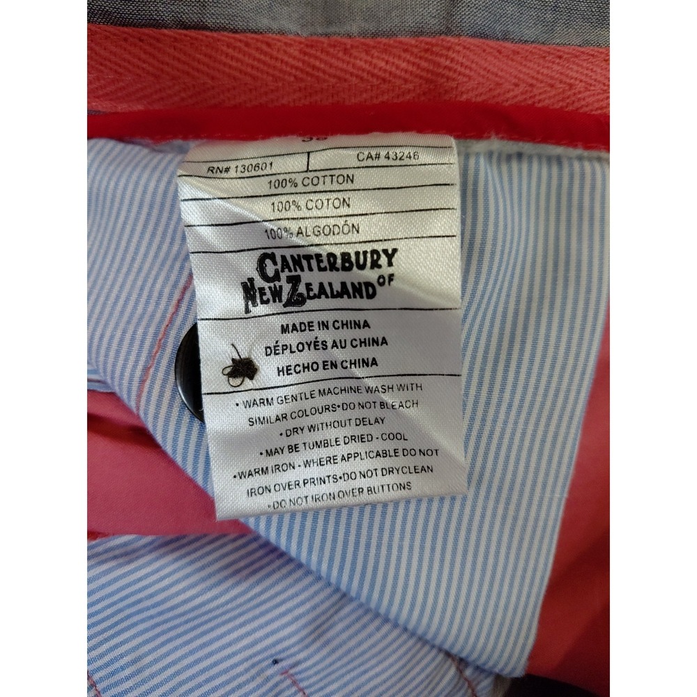 NWT Vtg Canterbury New Zealand Flat Front Cotton Chino Pink Shorts Men's Sz 38 - Picture 8 of 8